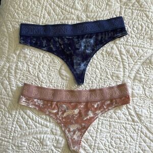 PINK Victoria Secret velveteen thongs. Bundle of 2